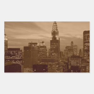 Sepia Tone New York City Rechthoekige Sticker