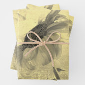 Sepia Tone Sunflower Grunge Textuur Inpakpapier Vel (In situ)