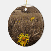 Sepia tone Yellow wildbloemen Keramisch Ornament (Links)