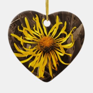 Sepia tone Yellow wildbloemen Keramisch Ornament