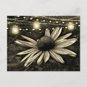 Sepia Toned Coneflower onder Golden Jar Lights Briefkaart (Voorkant)