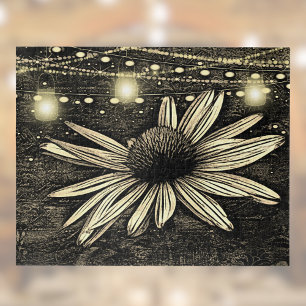 Sepia Toned Coneflower onder Golden Jar Lights Legpuzzel