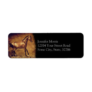 Sepia Toned Rustic Horse Art Etiket