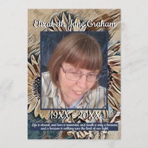 Sepia Toned Zonnebloem Kunst   Foto   Begrafenis Programma