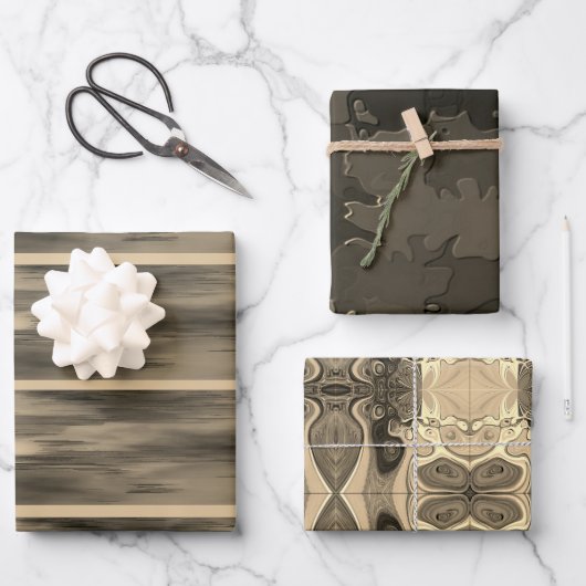 "Sepia Touch" inpakpapier Flat Sheet Set van 3 (Voorkant)