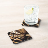 Sepia Train Interior Bier Onderzetter (Rechterzijde)