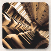 Sepia Train Interior Bier Onderzetter (Voorkant)