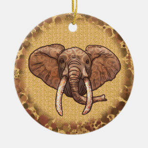 Sepia Tribal Elephant-ornament Keramisch Ornament
