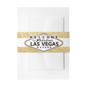 Sepia Vegas Teken op Glitter Gold Wedding Uitnodigingen Wikkel