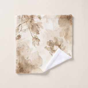 Sepia Vintage Bloemenschildering in Waterverf Bota Washandje
