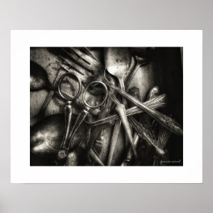 Sepia Vintage Gereedschap Poster Print