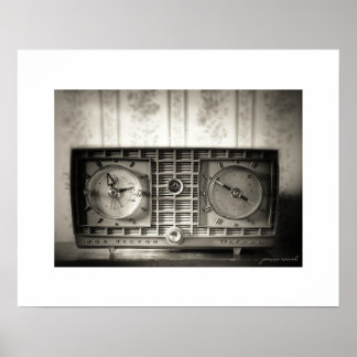 Sepia Vintage Klokradio Posterprint Poster