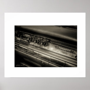 Sepia Vintage Pontiac Bonneville Dashboard Poster 