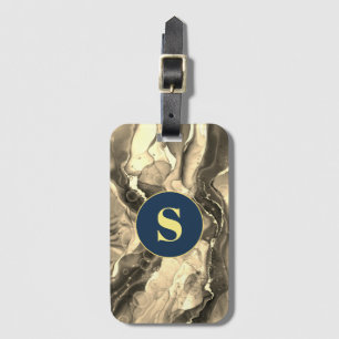 Sepia Vloeibare inkttonen, Monogram spelersbagage Bagagelabel