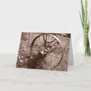 “Sepia Wagon Wheel #1” Verjaardagskaart Kaart