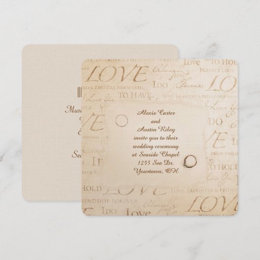 Sepia Wedding Uitnodiging (Voorkant / Achterkant)