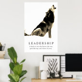 Sepia White Inspirerend Leadership Wolf Poster (Thuiskantoor)