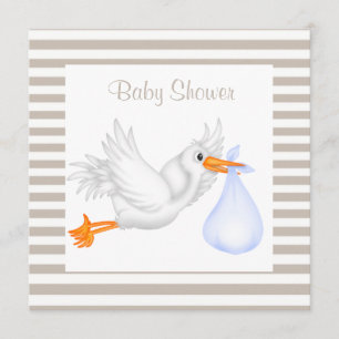 SEPIA/WITTE BABY SHOWER INVITATIE KAART