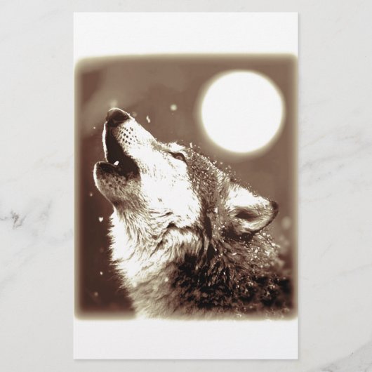 Sepia Wolf en Moon Briefpapier (Voorkant)