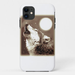 Sepia Wolf en Moon iPhone 11 Hoesje
