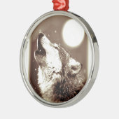 Sepia Wolf en Moon Metalen Ornament (Links)