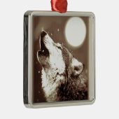 Sepia Wolf en Moon Metalen Ornament (Rechts)