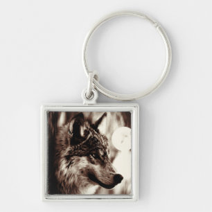 Sepia Wolf en Moon Sleutelhanger