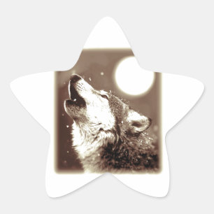 Sepia Wolf en Moon Ster Sticker