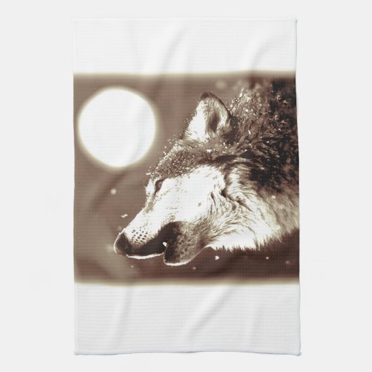 Sepia Wolf en Moon Theedoek (Verticaal)