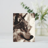 Sepia Wolf Face & Moon Briefkaart (Staand voorkant)
