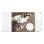 Sepia Wolf & Moon iPhone 7 Coque (Dos (Horizontal))