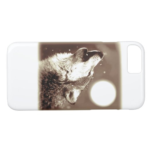 Sepia Wolf & Moon iPhone 7 Hoesje (Achterkant (Horizontaal))