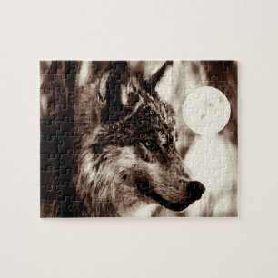 Sepia Wolf Motivatie Vrijheid Night Fullmoon Legpuzzel