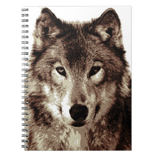 Sepia Wolf Portrait Notitieboek