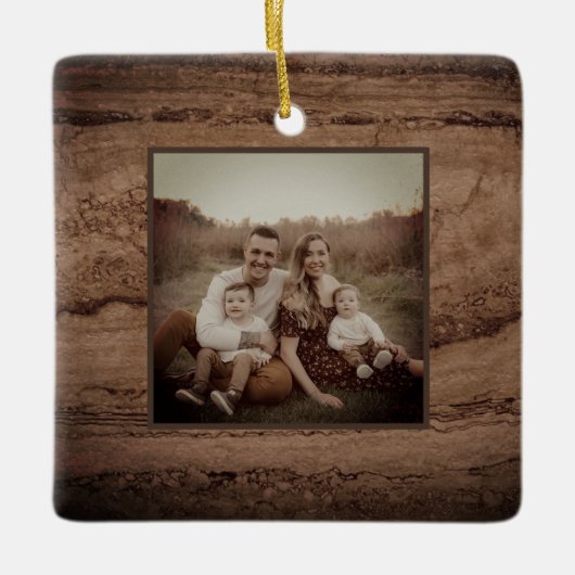 Sepia zwarte bruine granietsteen keramisch ornament (Voorkant)