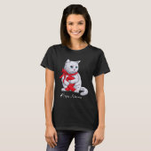Sepsis Awareness Maand Rood Lint Kat T-shirt (Voorkant volledig)