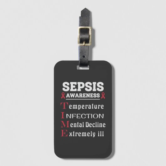 Sepsis Awareness T.I.M.E.-gids Bagagelabel (Voorkant (verticaal))