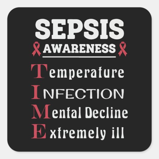 Sepsis Awareness T.I.M.E.-gids Vierkante Sticker (Voorkant)