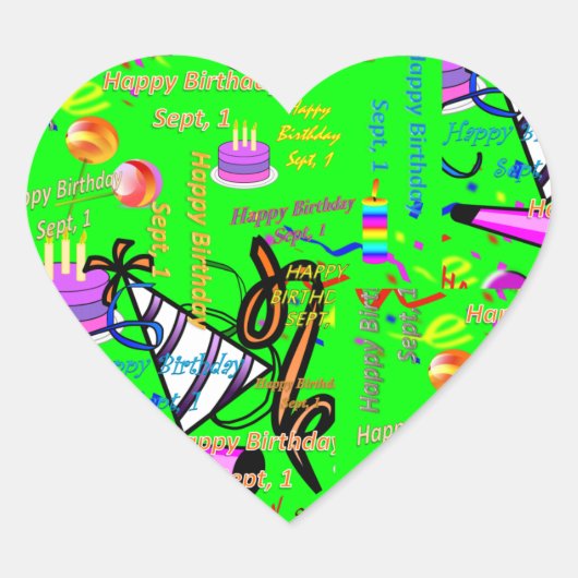 sept, 1 kinderverjaardag hart sticker (Voorkant)