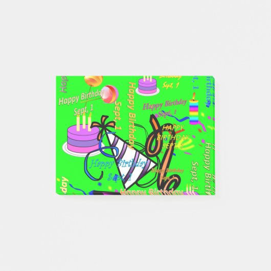 sept, 1 kinderverjaardag post-it® notes (Voorkant)