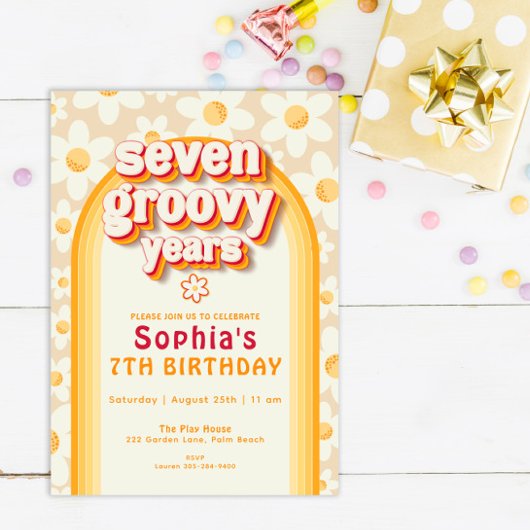 Sept ans Super 7e anniversaire Invitation | Retro