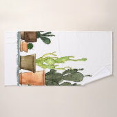 Sept cactus d'aquarelle vert dessinés à la main en (Serviette de bain)