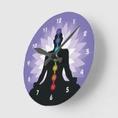 Sept Chakras Yoga Position Conception Mur Horloge (Angle)