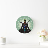 Sept Chakras Yoga Position Conception Mur Horloge (Maison)