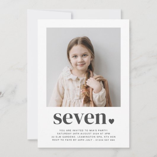 Sept Coeurs - Photo Carré Invitation Anniversaire (Devant)