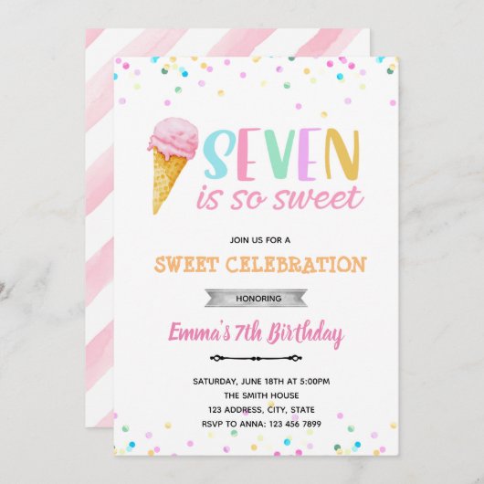 Sept est une invitation de glace si douce (Devant / Derrière)