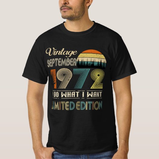 September 1972 T-shirt - Retro Style Geboorte (Voorkant)