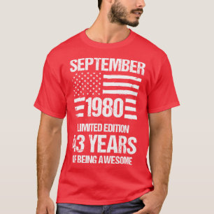 September 1980 Limited Edition 43 jaar van T-shirt