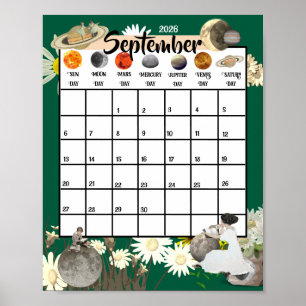 September 2026 Maandkalender Astrologisch Poster