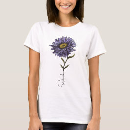 September Aster Geboorte Maand Bloem T-shirt